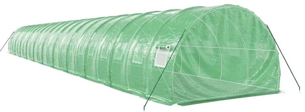 Estufa com estrutura de aço 66 m² 22x3x2 m verde
