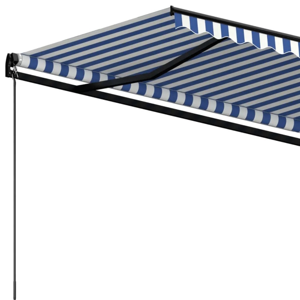 Toldo retrátil manual 600x350 cm azul e branco