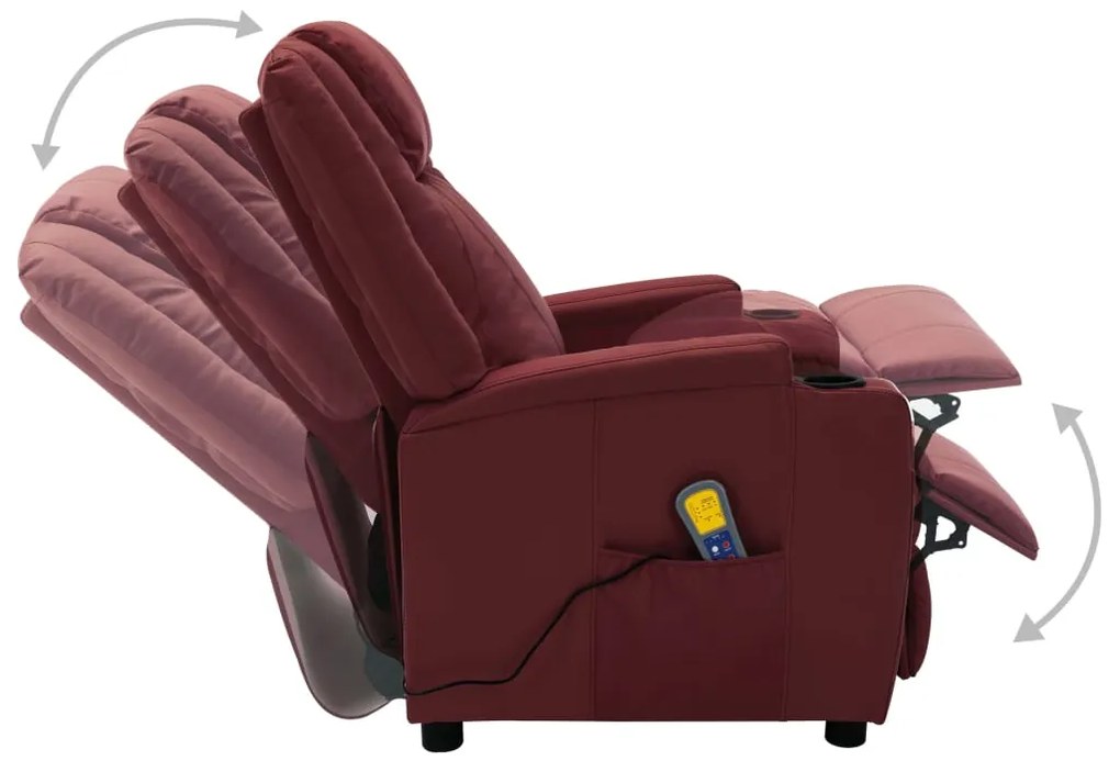 Poltrona Kaila de Massagens Reclinável em Couro Artificial - Vermelho