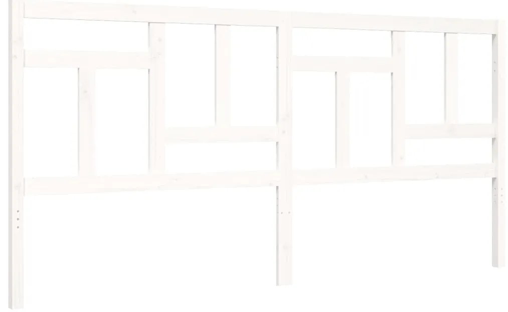Estrutura de cama com cabeceira 200x200cm madeira maciça branco
