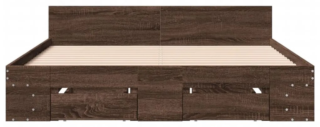 Estrutura cama c/ gavetas derivados madeira carvalho castanho