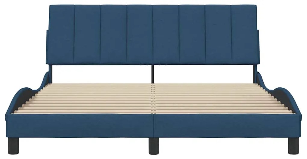 Estrutura de cama sem colchão 160x200 cm tecido azul