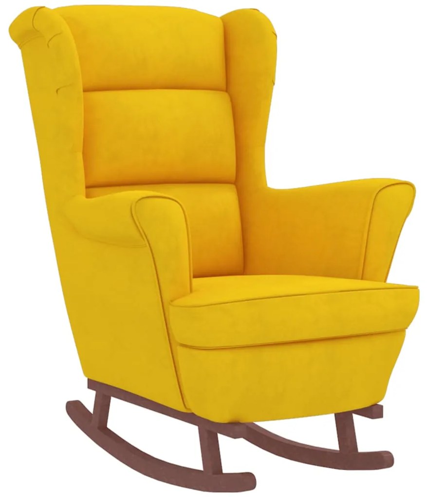 Cadeira de baloiço c/ pernas de metal e banco veludo amarelo