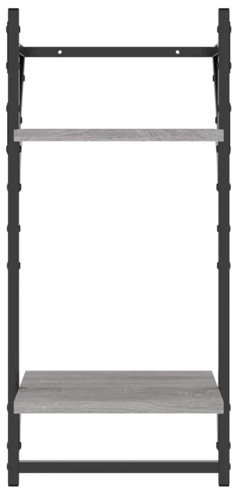 Estante 2 prateleiras c/ barras 2pcs 30x25x65cm cinzento sonoma