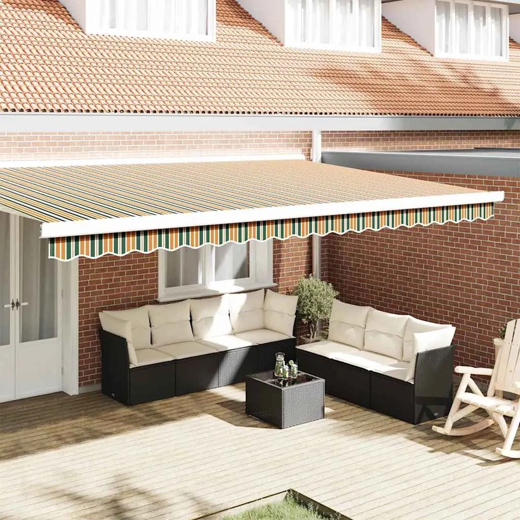 vidaXL Valência de Toldo para Estrutura de 5m em Verde e Amarelo 4.8x0.2 m