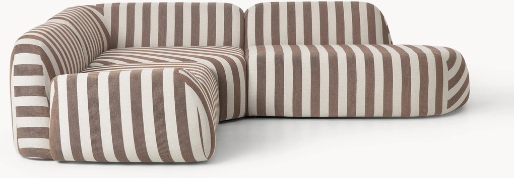 Sofá de canto modular com chaise longue às riscas Wolke (4 lugares)