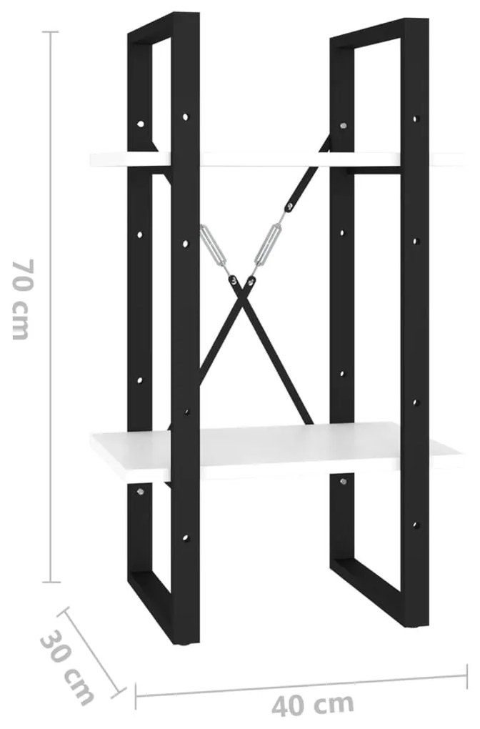 Estante com 2 prateleiras 40x30x70 cm contraplacado branco