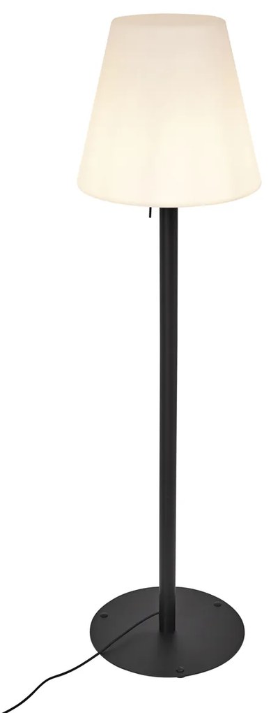 Candeeiro de Pé Moderno para Exterior Preto com Abajur Branco IP44 - Big Virginia Moderno