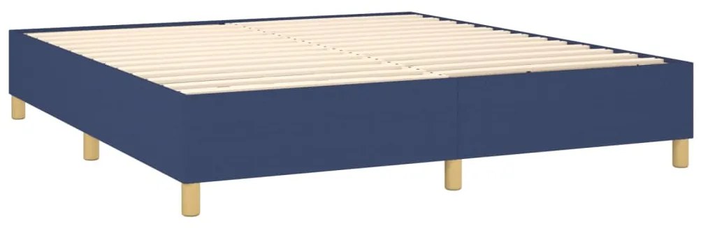 Cama box spring c/ colchão e LED 160x200 cm tecido azul