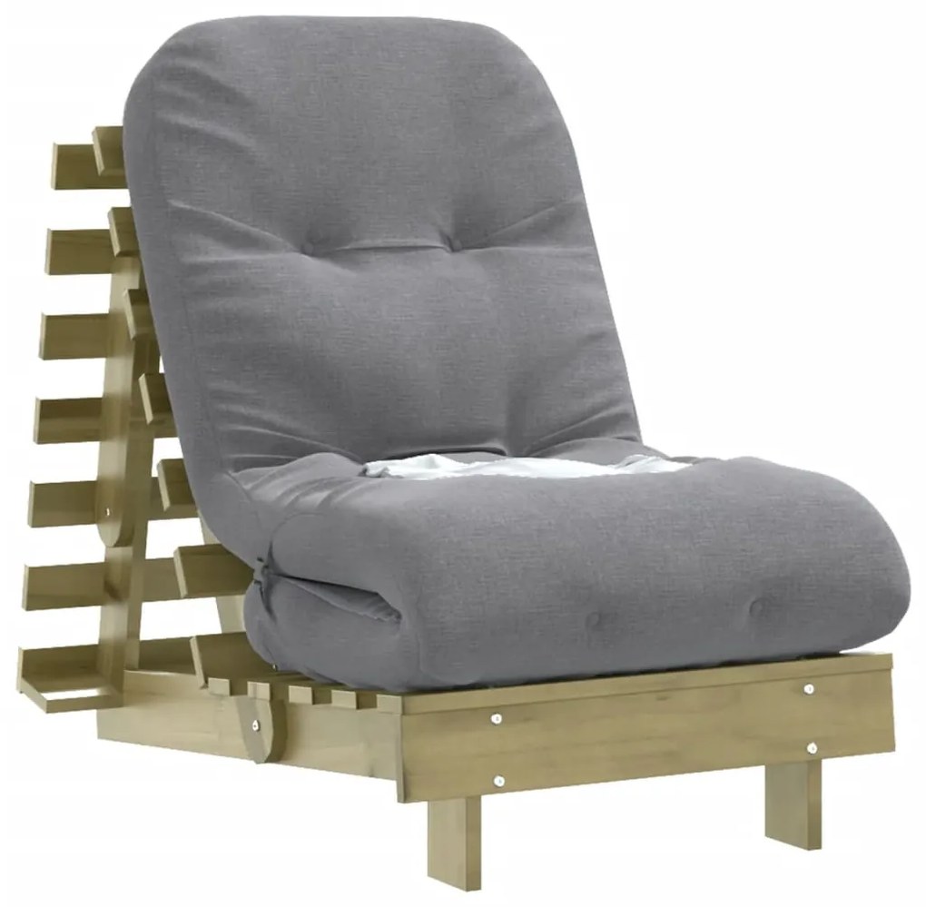Sofá-cama futon c/ colchão 60x206x11cm madeira pinho impregnada