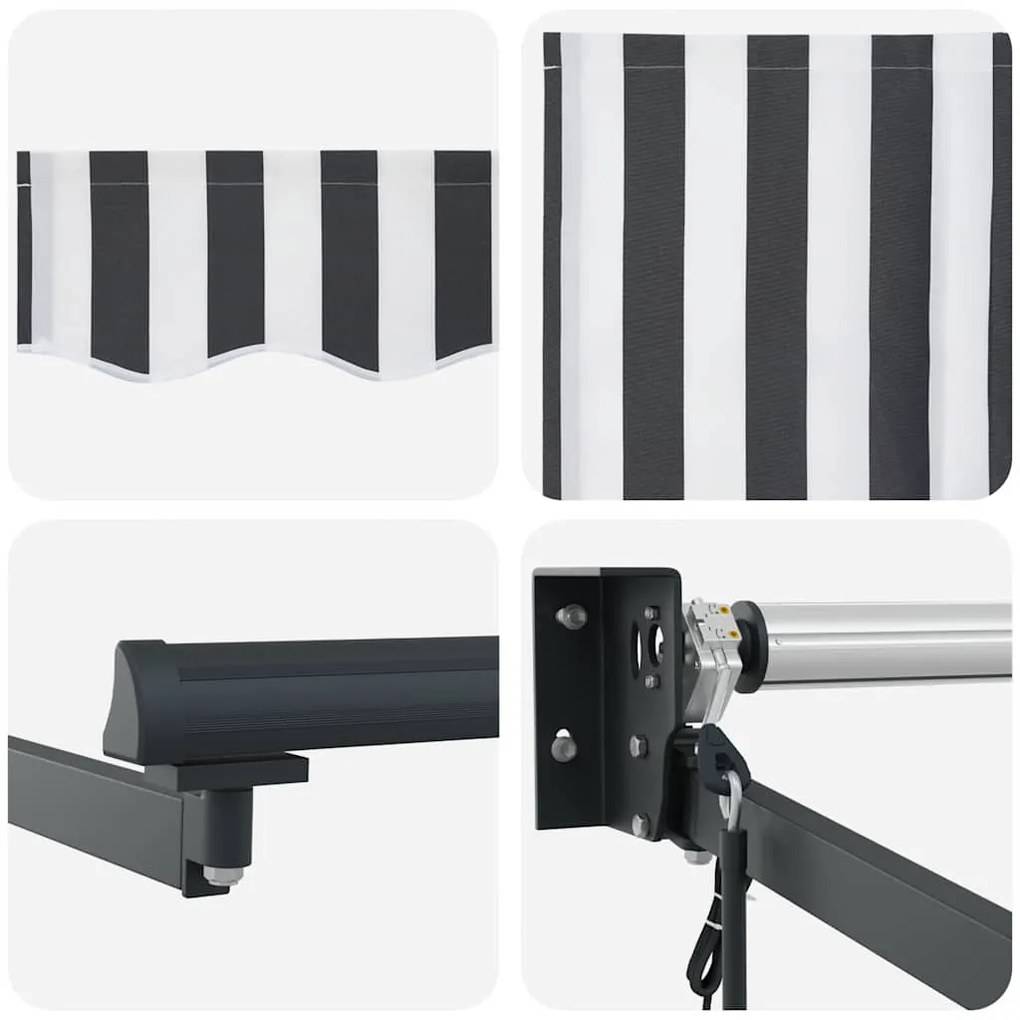 Toldo retrátil 4x3 m tecido e alumínio antracite e branco
