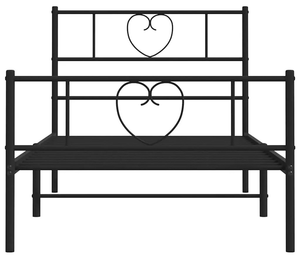 Estrutura de cama com cabeceira e pés 100x200 cm metal preto
