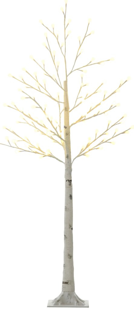 HOMCOM Árvore Sintética 150cm 120 Luzes LED IP44 Modos Ajustáveis Ramos Flexíveis Decoração Natal 20x20x150cm Branco | Aosom Portugal