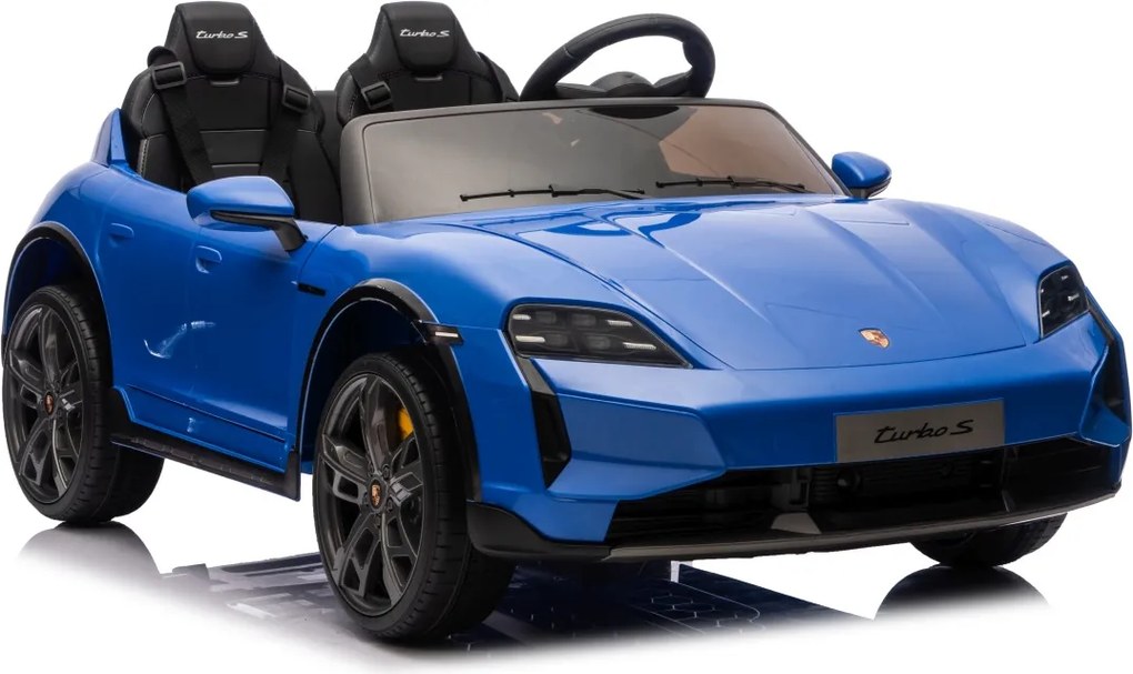 Carro elétrico para Crianças 24V Porsche Taycan Turbo S, 2 Lugares, Rodas Espuma EVA, assento couro ecológico Azul