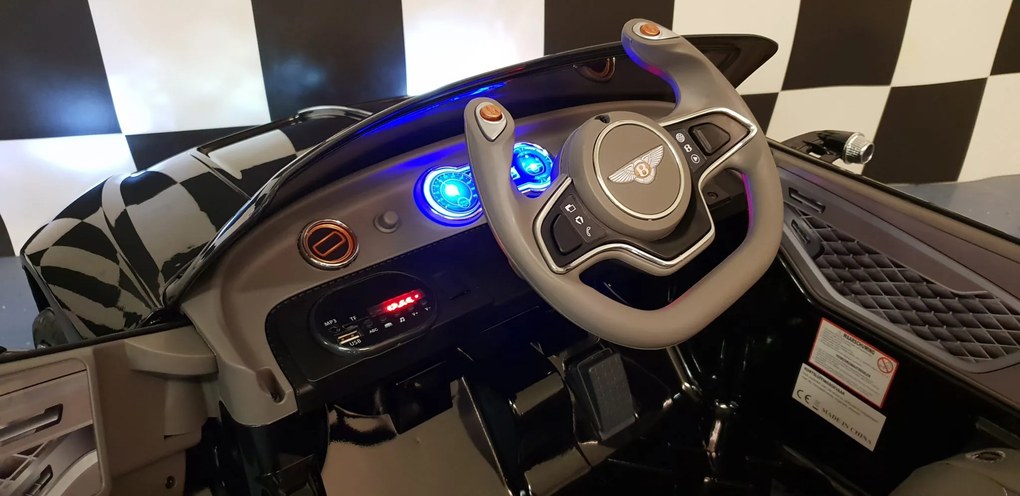 Carro eletrico infantil 12V Bentley EXP , pneus Borracha, Assento de couro, Controlo Remoto PRETO