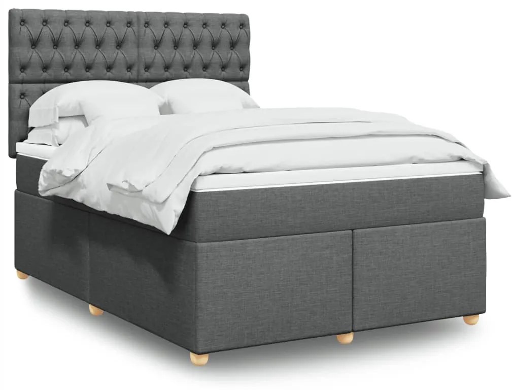 Cama com molas/colchão 140x190 cm tecido cinzento-escuro