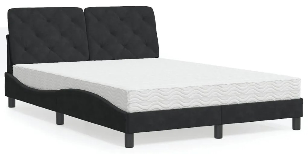 Cama com colchão 140x190 cm veludo preto