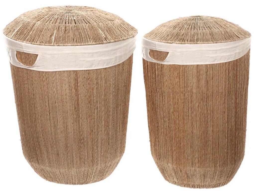 Kave Home - Set Estibalis de 2 cestos de ropa redondos 100% juta com acabamento natural 55 cm / 59 cm