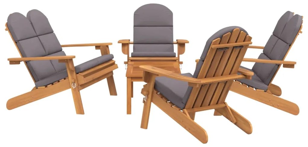 5 pcs conjunto lounge jardim Adirondack madeira acácia maciça