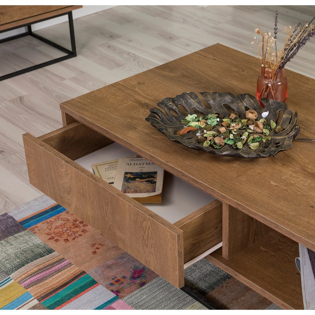Conjunto de Móveis de Sala Laxus – Nogueira/Preto – 90 cm x 39 cm x 40