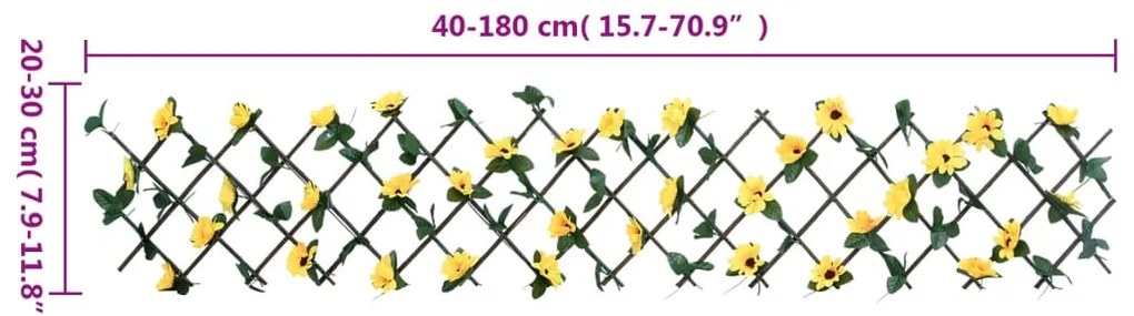  Treliça de hera artificial extensível 5 pcs 180x20 cm amarelo