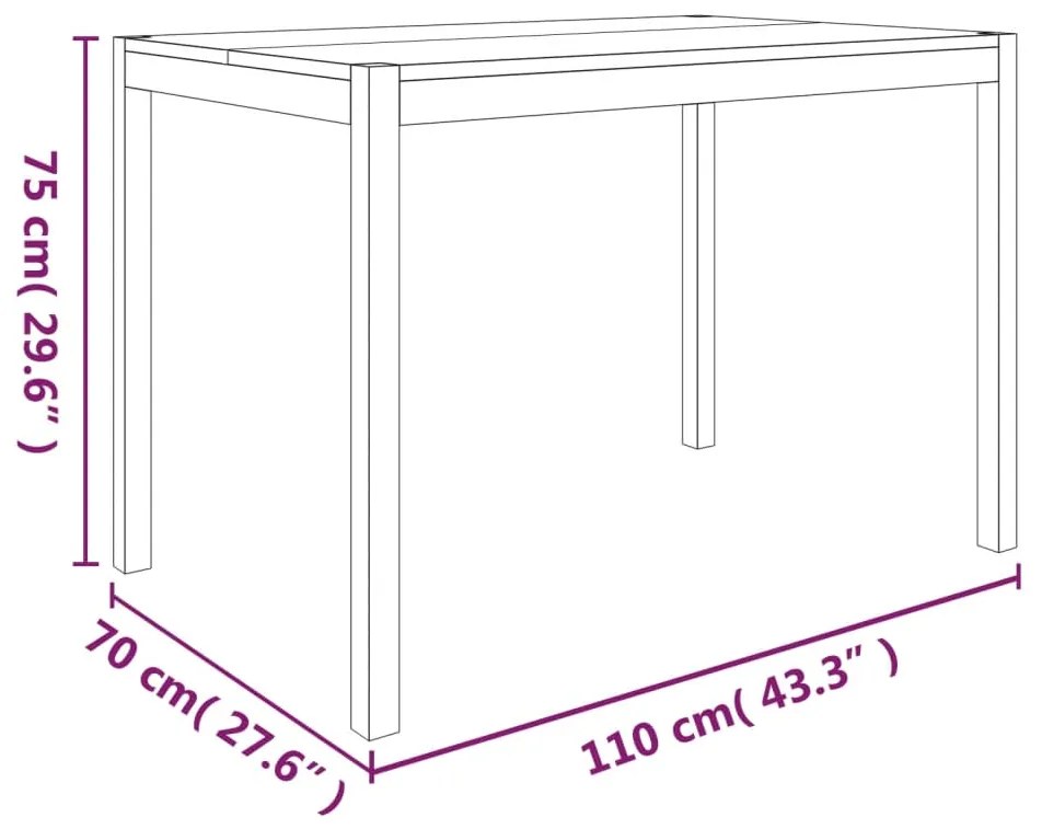 Mesa de jantar 110x70x75 cm madeira de acácia maciça