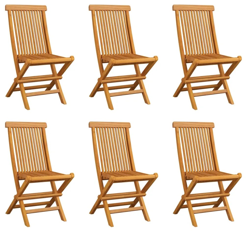 vidaXL Cadeiras de jardim dobráveis 6 pcs madeira de teca maciça