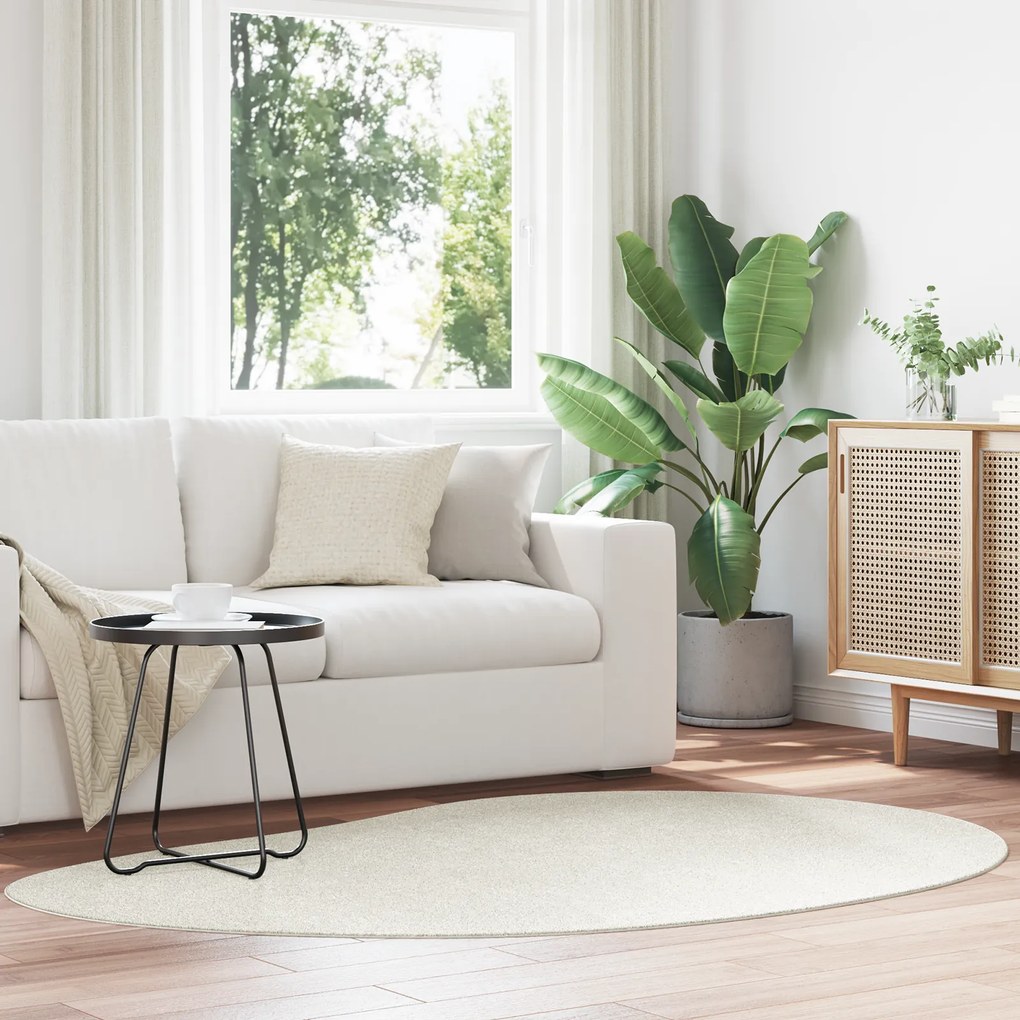 vidaXL Tapete de Área Creme 140x200 cm Poliéster Antiderrapante