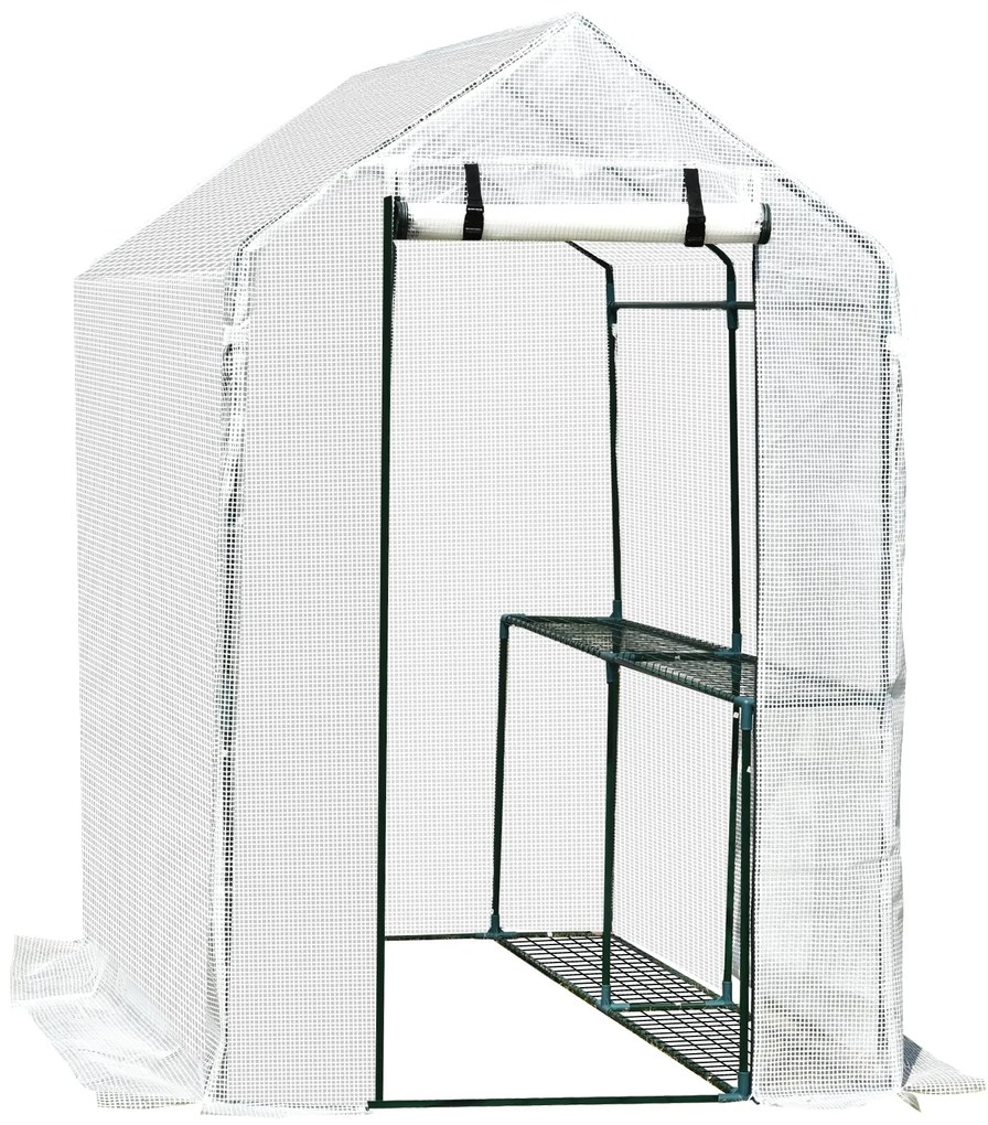 Estufa de Jardim Estufa Caseira com 4 Prateleiras Porta Enrolável Cobe