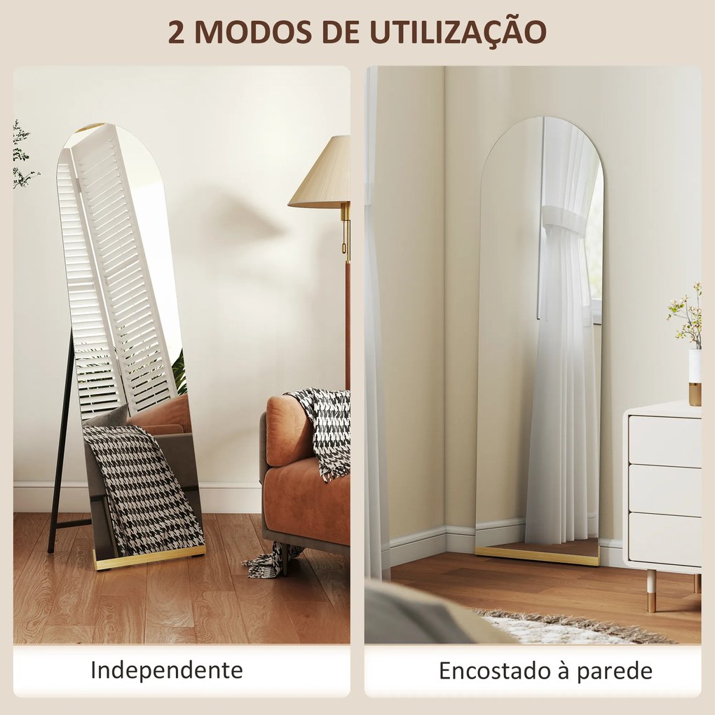 Espelho de Pé 160x50 cm Espelho de Corpo Inteiro sem Moldura Base de Madeira  Prata e Preto