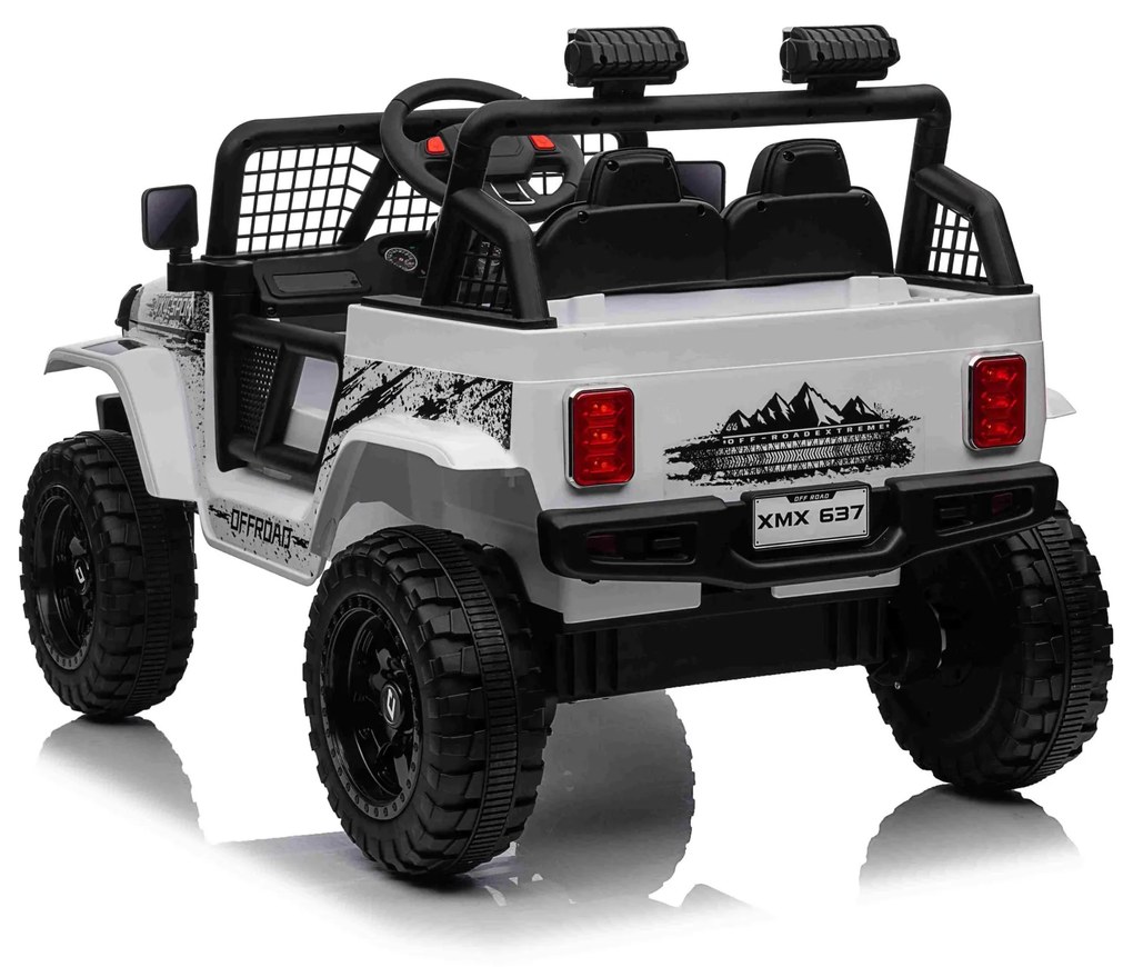 Jipe elétrico para Crianças 12V OFF ROAD 4x4 SPORT Rodas de EVA, Assento de couro Branco