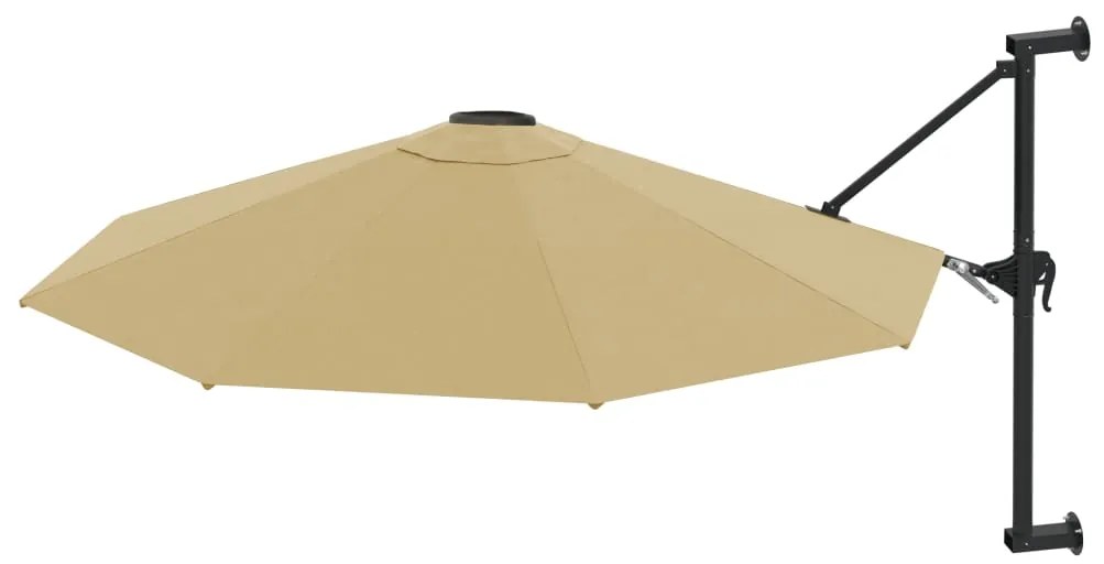 Guarda-sol de parede mastro metálico 300 cm cinza-acastanhado