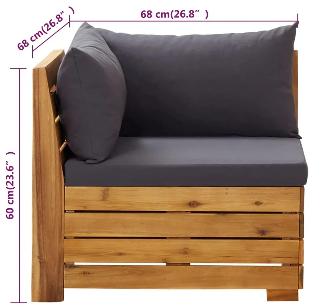 2 pcs conjunto lounge de jardim c/ almofadões acácia maciça
