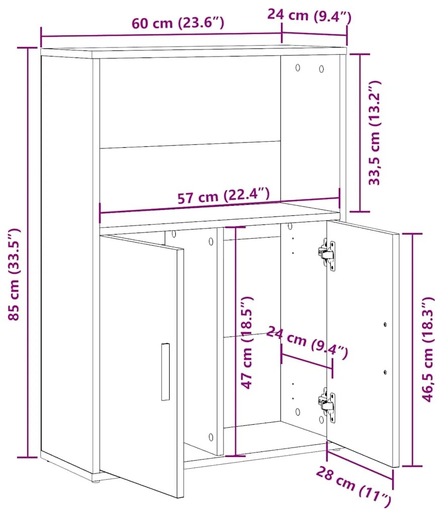 Estante 60x24x85 cm derivados de madeira cinzento cimento