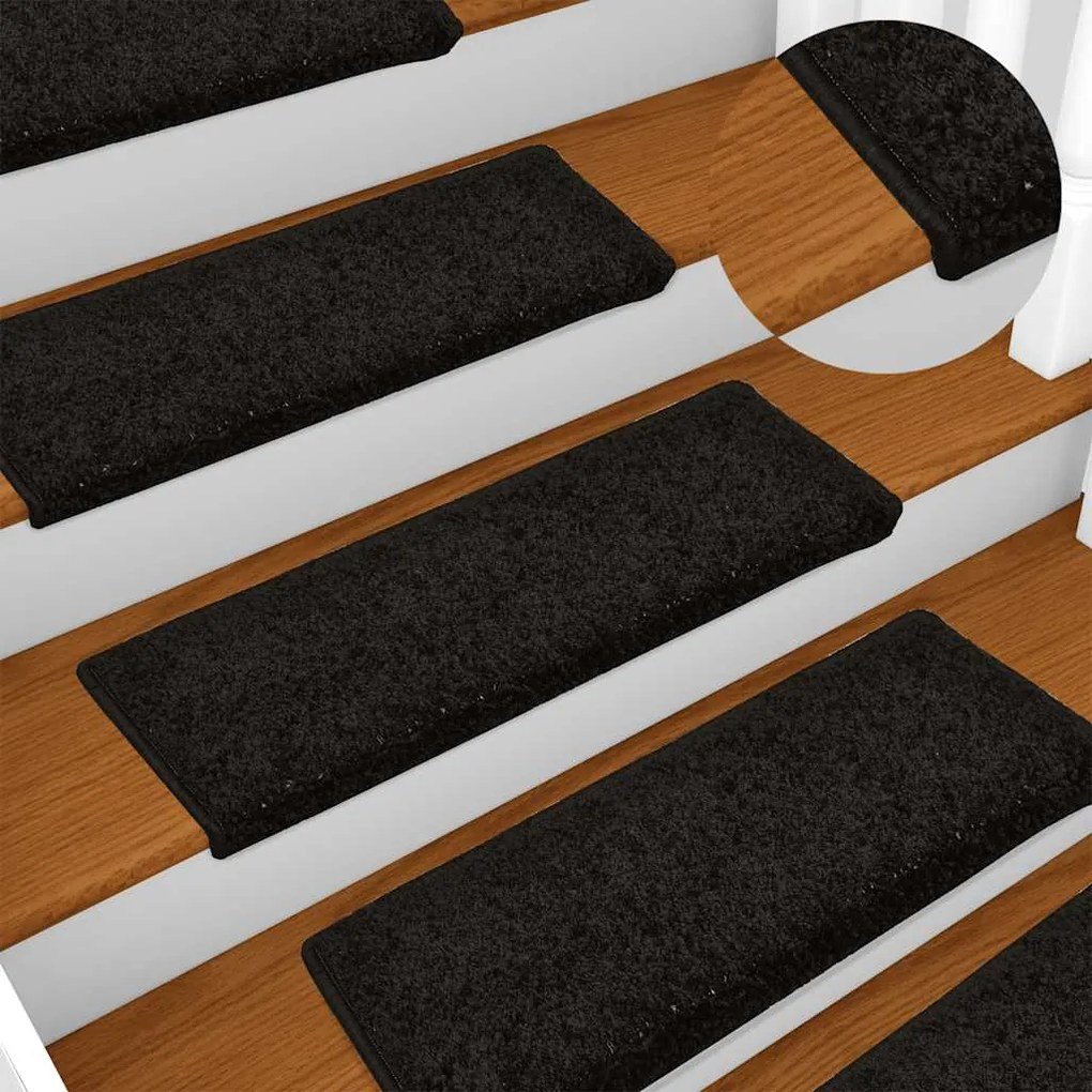 Tapetes de escadas 30 pcs 65x21x4 cm preto