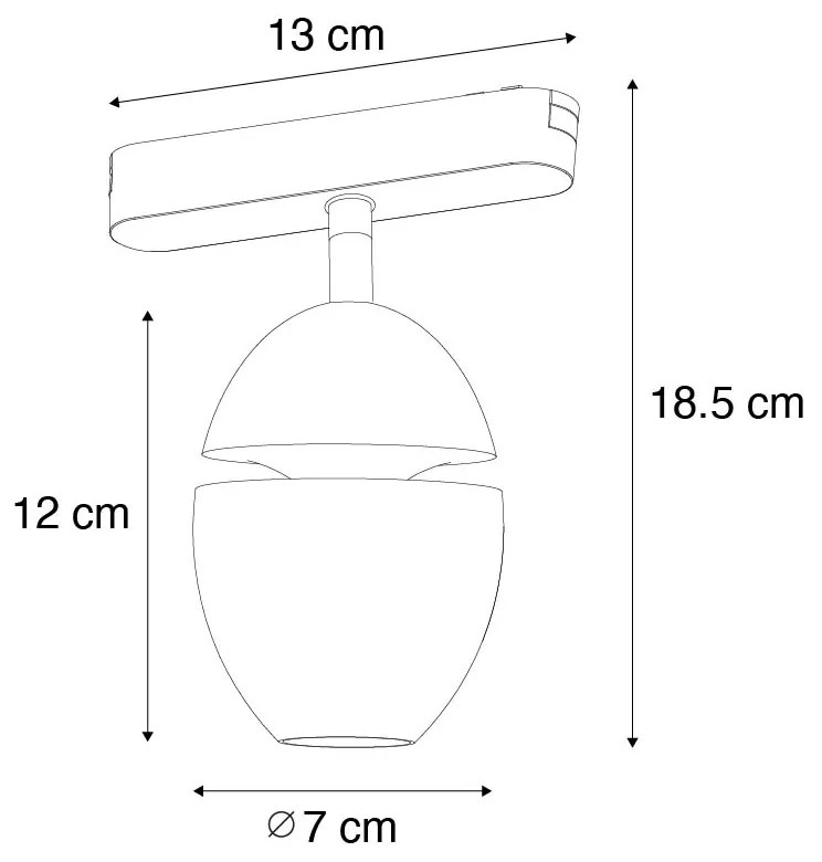 Foco Moderno Preto para Sistema de Trilho Monofásico c/ LED - Magnetic Eggy Moderno