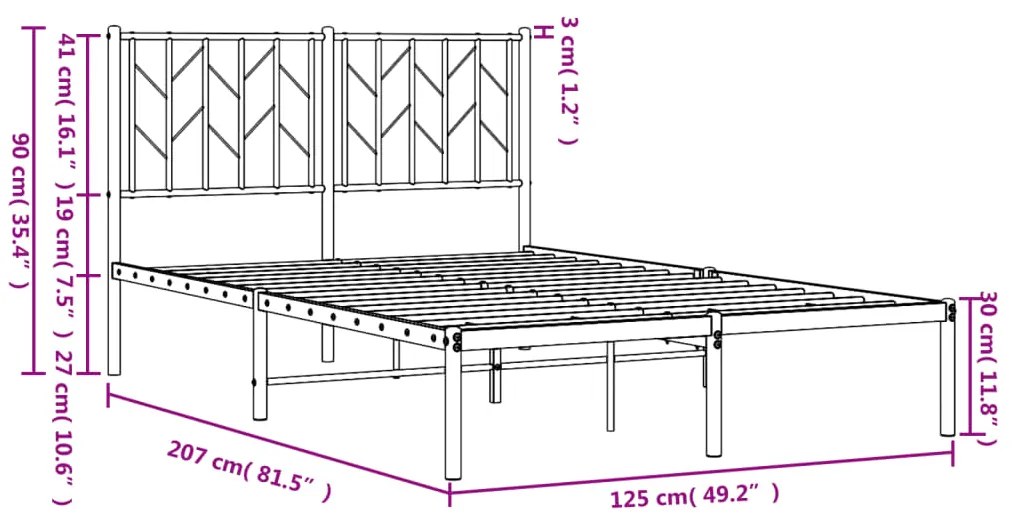 Estrutura de cama com cabeceira 120x200 cm metal branco