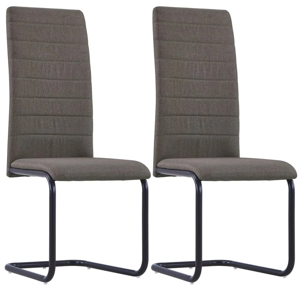 vidaXL Cadeiras de jantar cantilever 2 pcs tecido cinzento-acastanhado