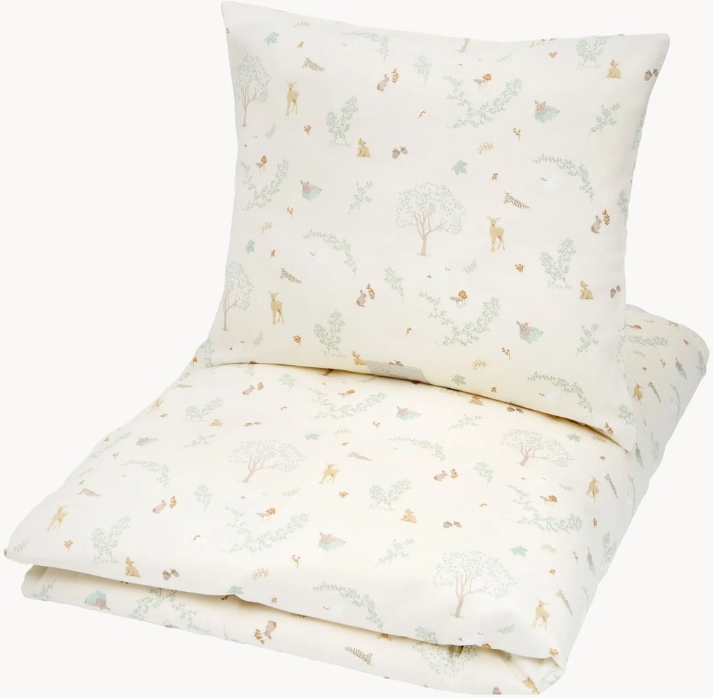 Conjunto de roupa de cama de bebé em cetim de algodão Woodland, vários tamanhos