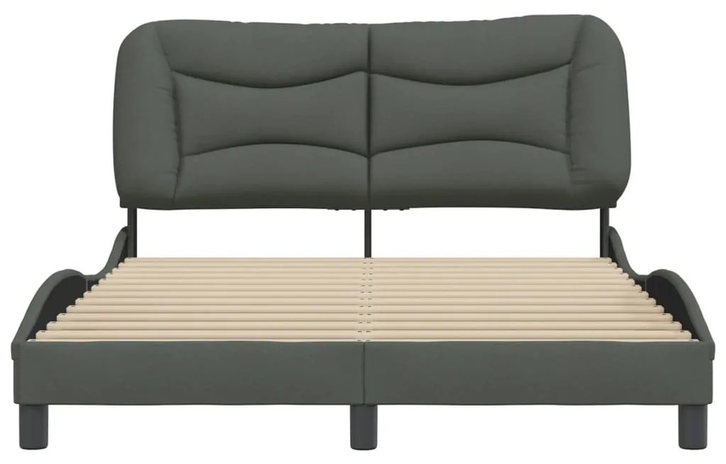 Estrutura de cama sem colchão 140x190 cm tecido cinzento-escuro