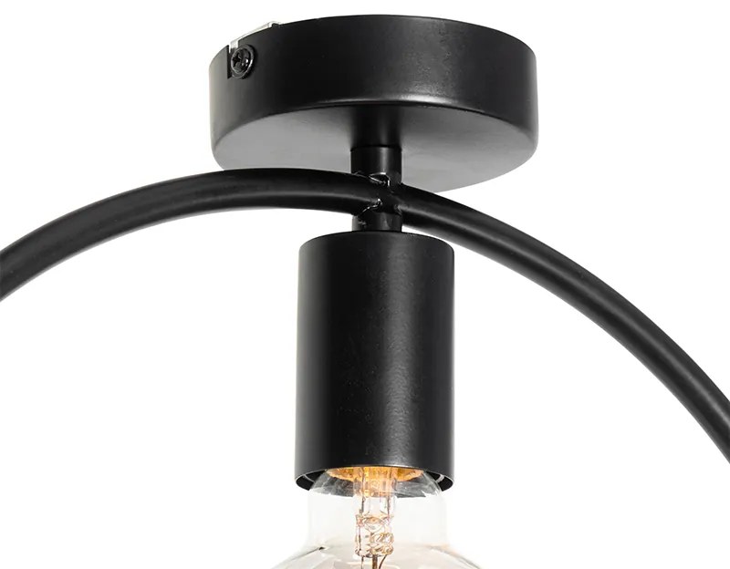 Candeeiro de teto moderno preto com vidro redondo - Roslini Moderno