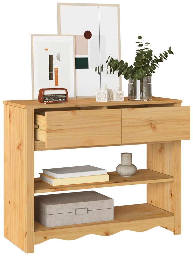 Mesa de Consola vidaXL "DRAMMEN" 89,5x37x73 cm Madeira Sólida de Pinhe