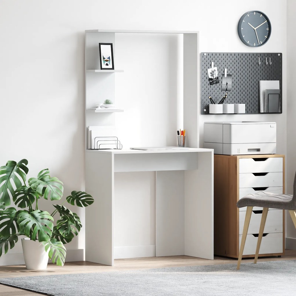 vidaXL Mesa de Computador Branca Branca Madeira engenheirada Média