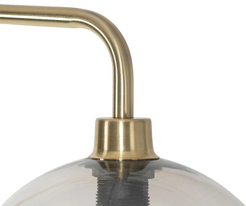 Candeeiro de pé moderno latão com efeito de vidro fumê - MALY Moderno