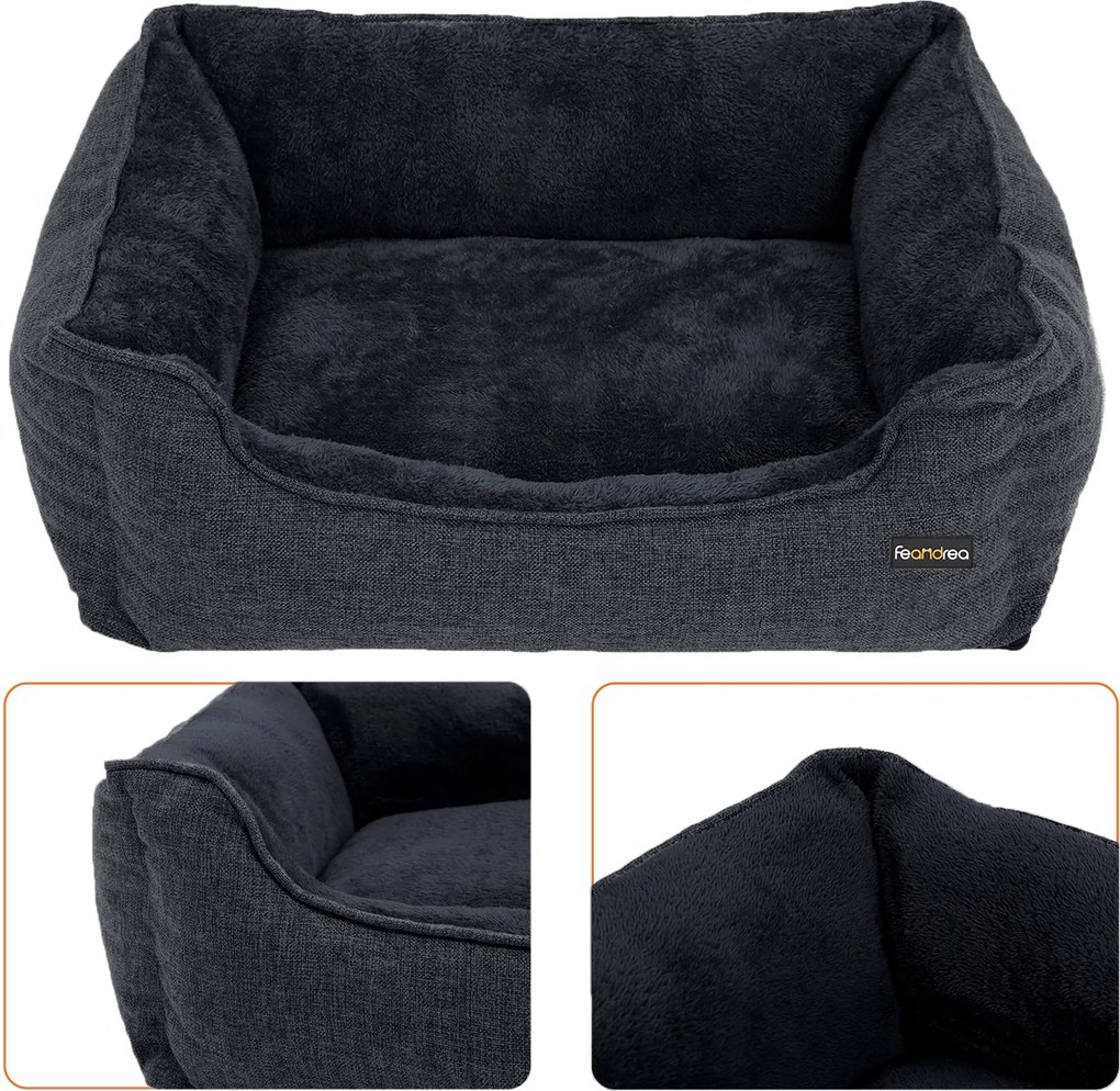 Cama para cães com capa removível, 70 x 55 x 21 cm cinzento escuro