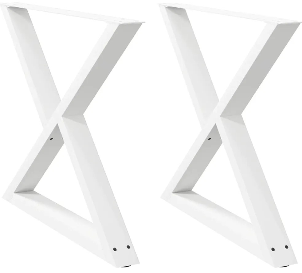 Pés para mesa de jantar 2 peças, branco, 90x(72-73,3) cm, aço