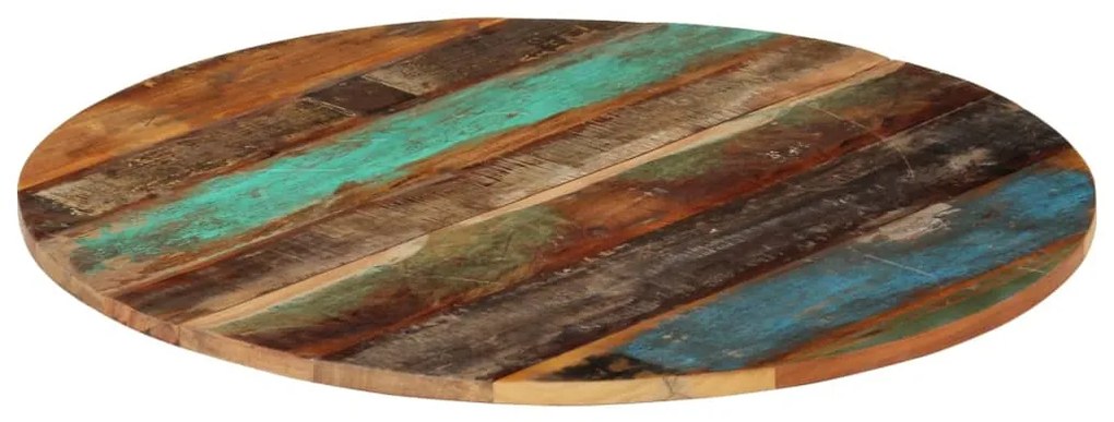Tampo de mesa redondo 80 cm 15-16 mm madeira recuperada maciça