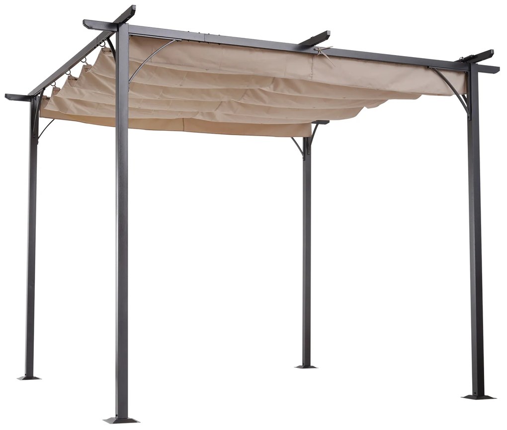 Gazebo  com telhado retrátil Pergola para jardim com terraço ou pátio Gazebo com Tecido de Poliéster Resistente à Água e UV 3x3m