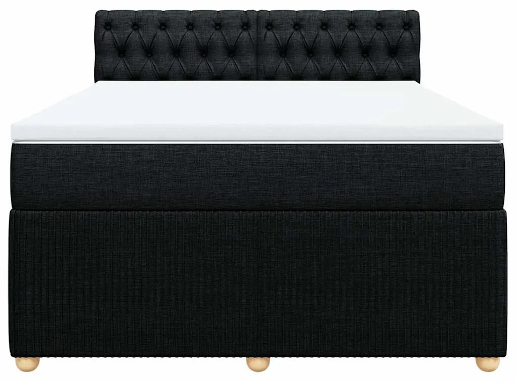 Cama com molas/colchão 160x200 cm tecido preto