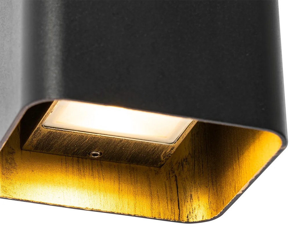 Candeeiro de parede moderno preto com LED IP54 quadrado - Evi